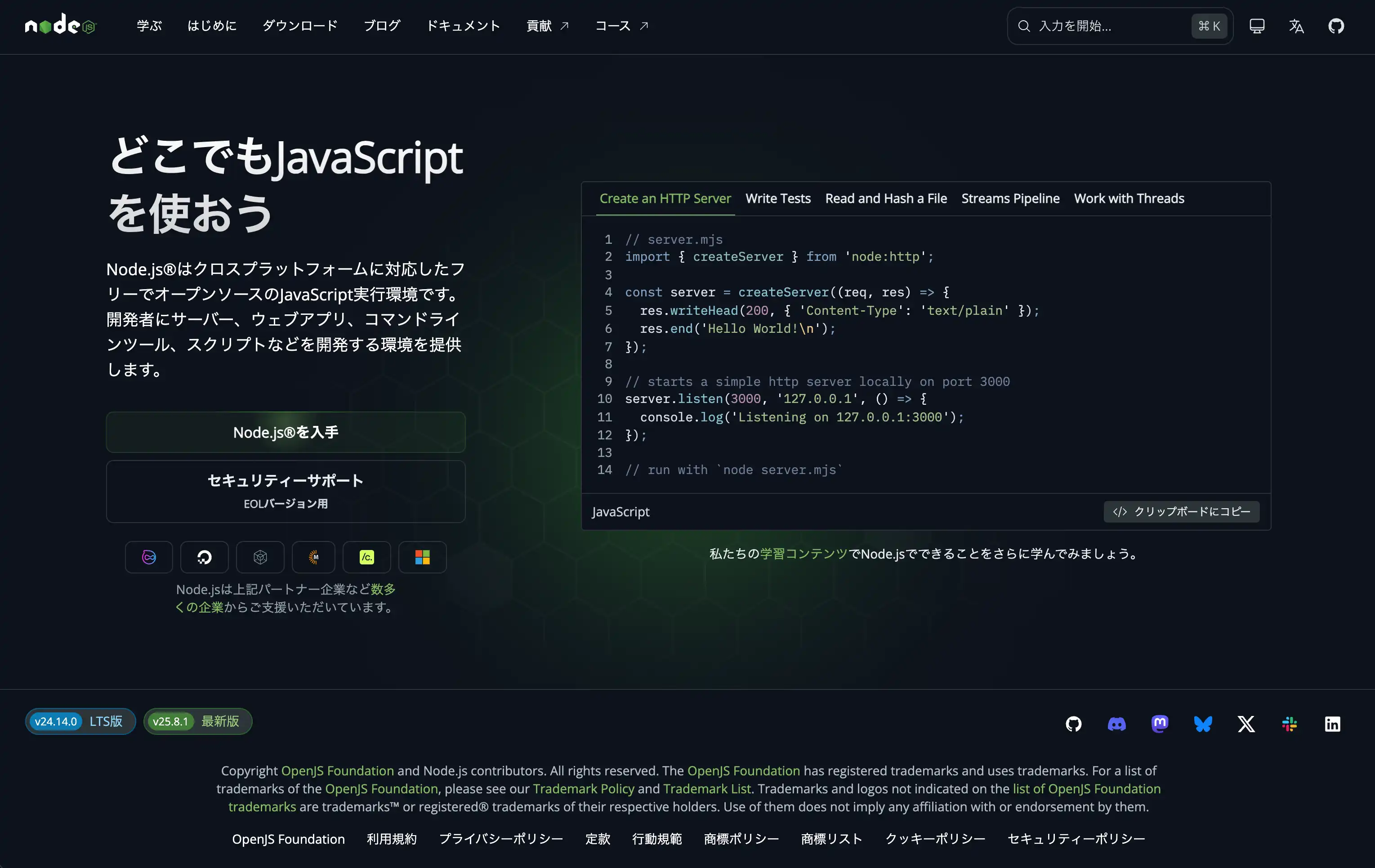Node.jsインストール - バージョン確認画面