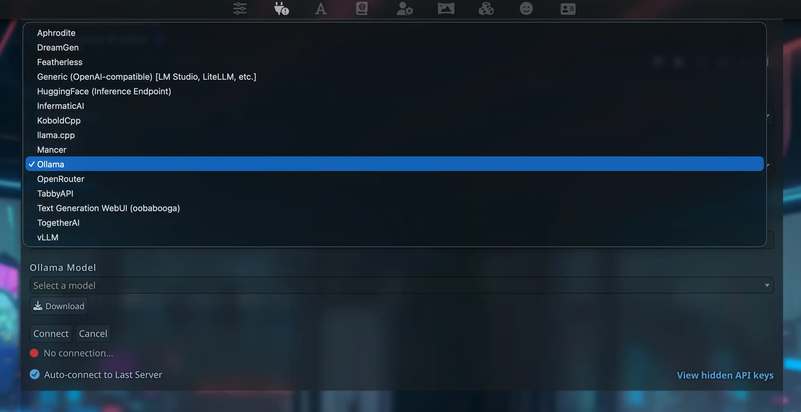Ollama APIタイプを選択