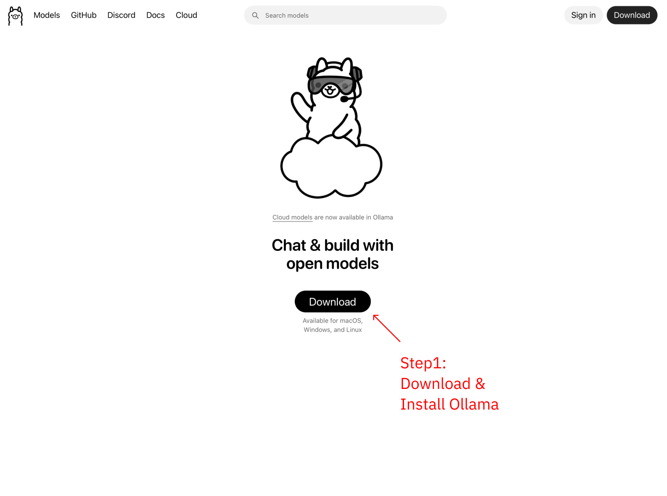 Ollama のダウンロードとインストール
